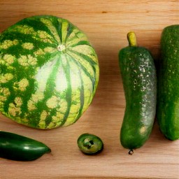 watermelon cubes, cucumber slices, and chopped jalapeno pepper.