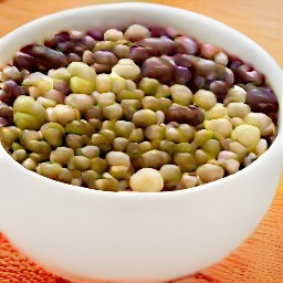 there a bowl of soaked mung beans and red kidney beans.