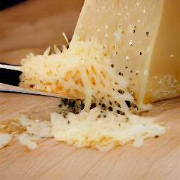 the output is shredded parmesan cheese.