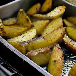 roasted potato wedges.