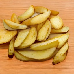 the scrubbed potatoes were cut into wedges.