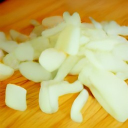 a peeled and chopped onion.