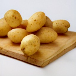 scrubbed potatoes.