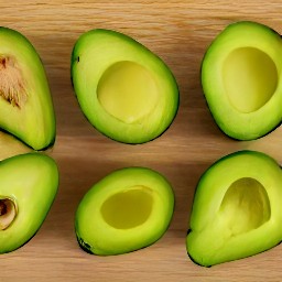 you will have two avocado halves that are peeled and stoned.