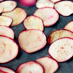 the radishes are now flipped over and will continue to cook on the other side.