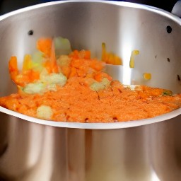 a pot of lentil soup.