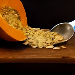 the seeds from the pumpkin halves have been scooped out.
