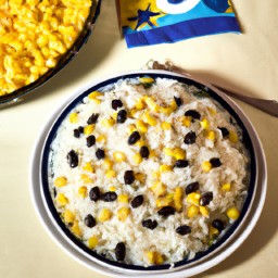 

This vegan, gluten-free, eggs-free, nuts-free, soy-free and lactose-free Mexican dinner is a delicious blend of brown rice, black beans and corn in a savory tomato sauce.