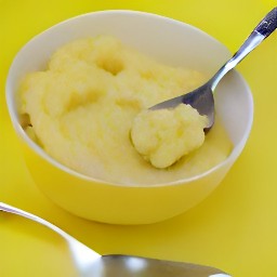 the output is a bowl of mashed bananas.