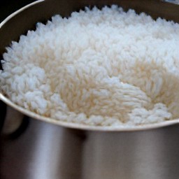 cooked white rice.