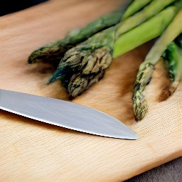 a peeled and sliced onion, then chopped asparagus.