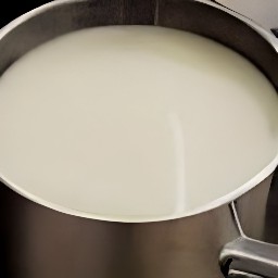 the soymilk heats up in the pot for 2 minutes.