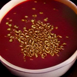 1 tsp of onion seeds are scattered to the beetroot and apple sweet soup.