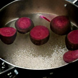 the beets added to the boiling water.