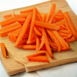 the carrots are cut into sticks.