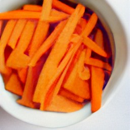 the cooked carrots and parsnips are transferred to a bowl.