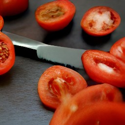 if you cut plum tomatoes halfway and then chop basil, you will have chopped basil and halved plum tomatoes.