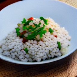 a plate of jasmine rice with caramelized green onions.