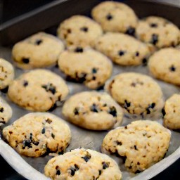 the dough is transferred to the baking pan.