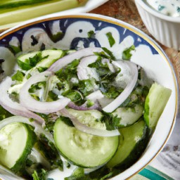 

This delicious and refreshing cucumber salad is a great gluten-free, eggs-free and nuts-free side dish, appetizer or salad that requires no cooking - just mix cucumbers with sour cream!