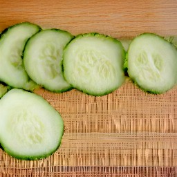 cucumbers that are cut into thin slices.