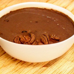 a bowl of chocolate chip pecan batter.