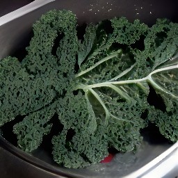 the kale is rinsed with cold water.