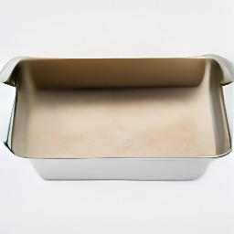 a loaf pan lined with parchment paper.