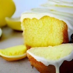 the glaze is poured over the lemon yogurt cake.