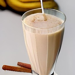 a cinnamon and banana shake in tall glasses.
