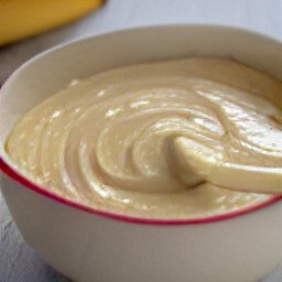 a batter with chopped bananas.