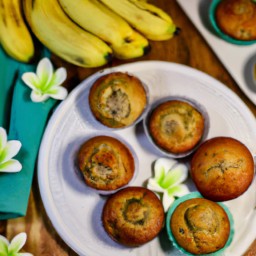 

Banana yogurt muffins are a delicious and light nuts-free dessert made with granulated sugar, all purpose flour, non-fat vanilla yogurt, eggs, vegetable oil and bananas.