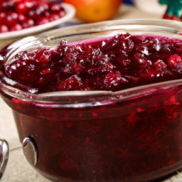 

Cranberry sauce is a vegan, gluten-free, egg-free, nut-free, soy-free and lactose-free condiment made from tart cranberries sweetened with orange and granulated sugar.