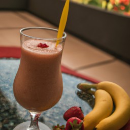 

This vegan, gluten-free, eggs-free, nuts-free, soy-free and lactose free smoothie is a delicious blend of strawberries and oranges with bananas.