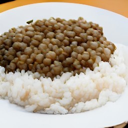 a plate with the cooked lentils on top.