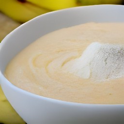the banana mixture is transferred to the flour mixture.