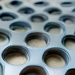the muffin papers are placed in a muffin tin.