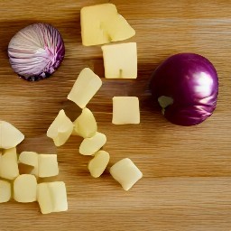 chopped red onions, halved grape tomatoes, and diced gouda cheese.