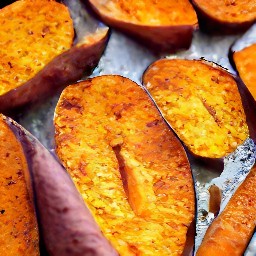 the sweet potatoes placed in a baking dish, seasoned, and baked for 60 minutes.