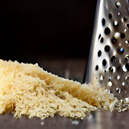 the output is a pile of grated parmesan cheese.