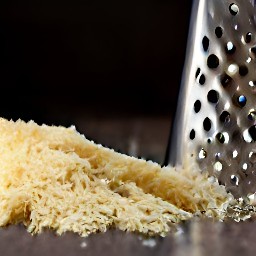 the output is a pile of grated parmesan cheese.