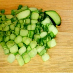 chopped scallions and cucumbers.
