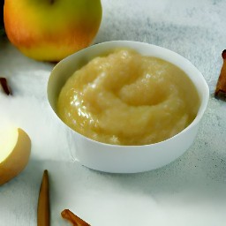 a bowl of mashed apples with ground cinnamon sprinkled on top.