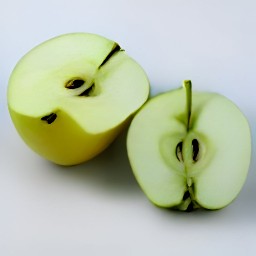 cut peeled apples in half.
