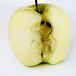 the apple halves are now deseeded.