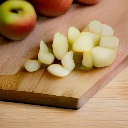 the apples are cut into small pieces.