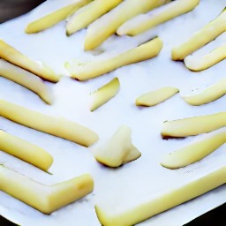 the coated sticks are transferred to a baking sheet and 2 tbsp of olive oil is drizzled over them.