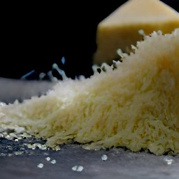 the output is a pile of grated parmesan cheese.