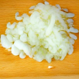 a peeled and chopped onion.