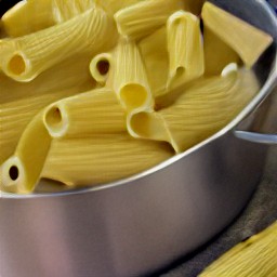 cooked rigatoni pasta.